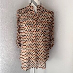 Cals Multicolor Geometric Owls Blouse